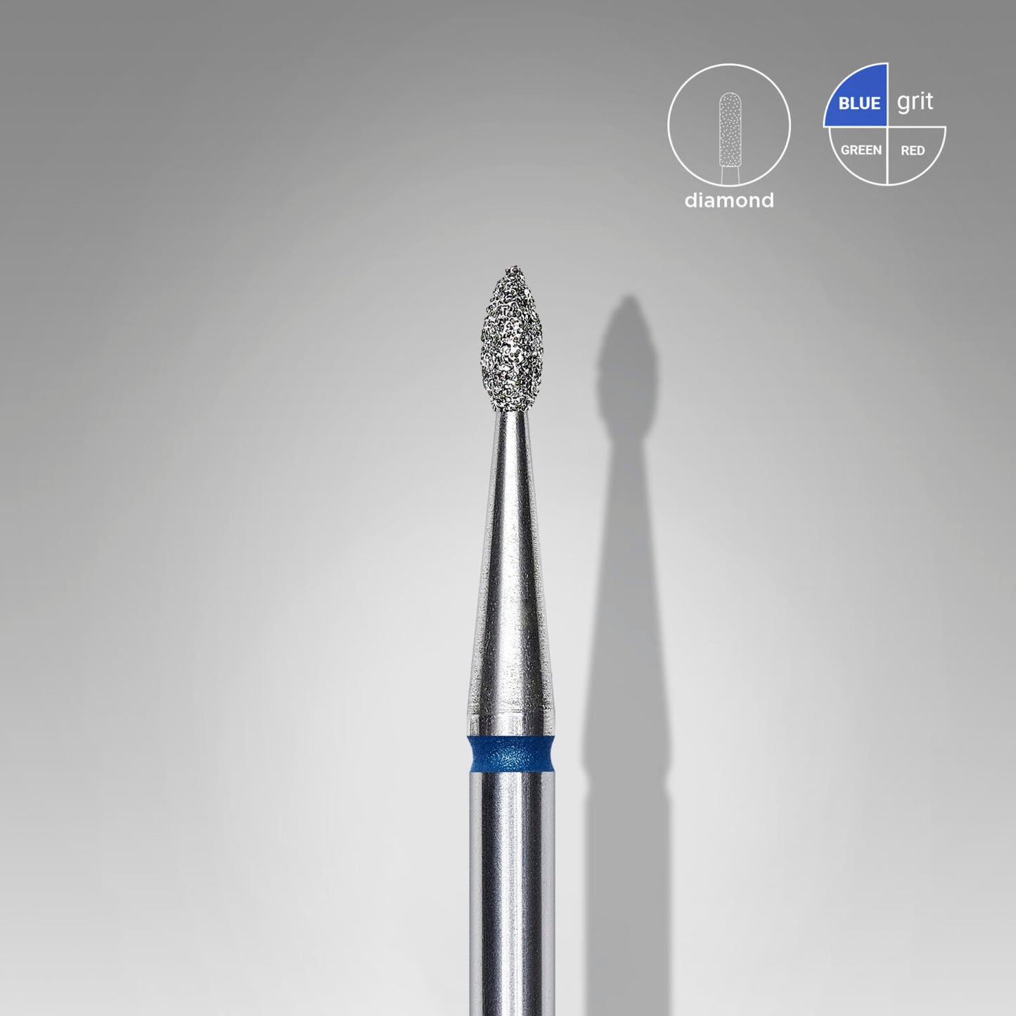 Diamond nail drill bit drop blue head EXPERT diameter 1,6 mm / working part 4 mm