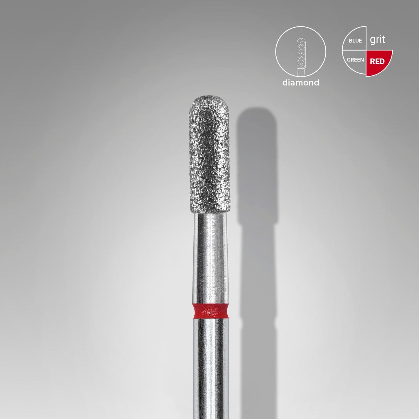 Diamond nail drill bit rounded cylinder red head EXPERT diameter 2,3 mm / working part 8 mm