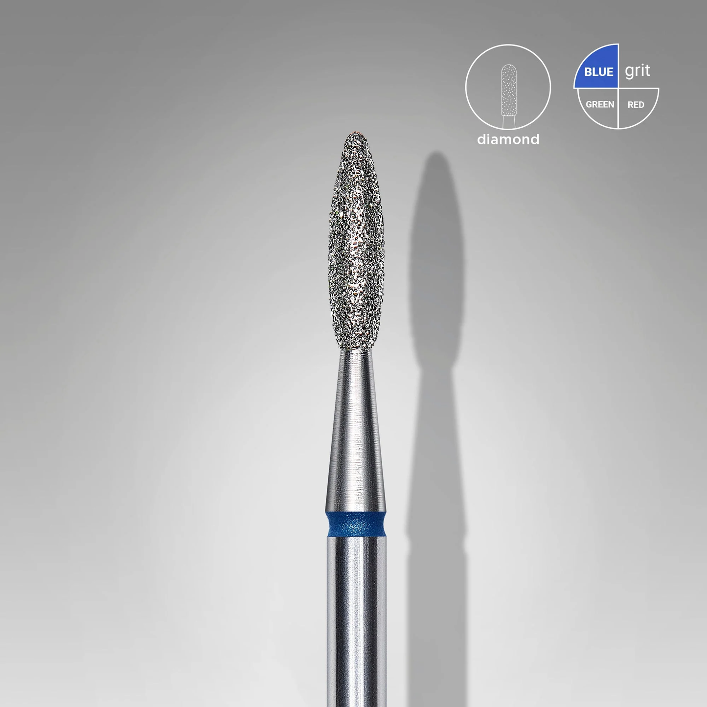 Diamond nail drill bit flame blue head EXPERT diameter 2,1 mm / working part 8 mm