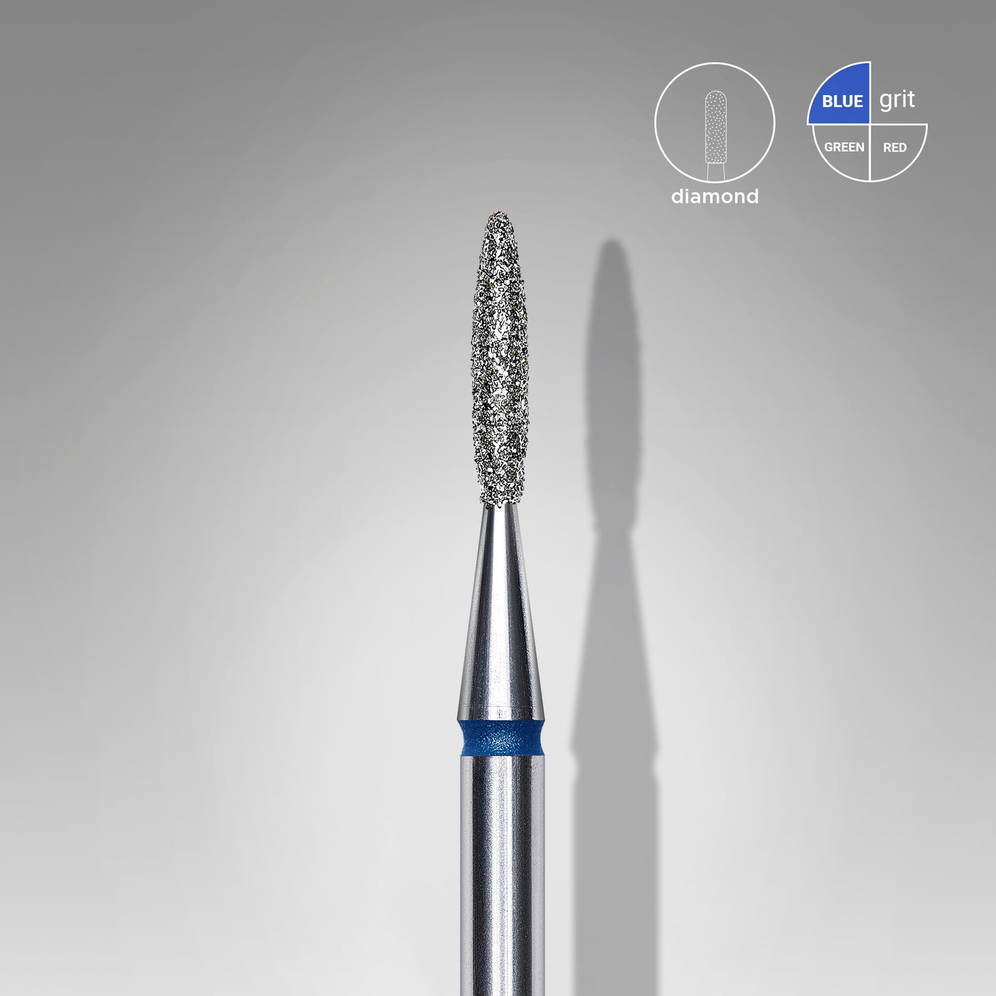 Diamond nail drill bit pointed flame blue head EXPERT diameter 1,6 mm / working part 8 mm