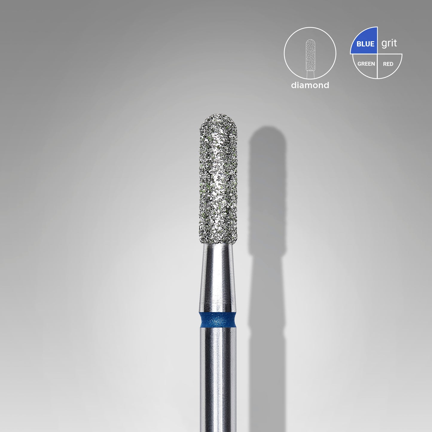 Diamond nail drill bit rounded cylinder blue head EXPERT diameter 2,3 mm / working part 8 mm