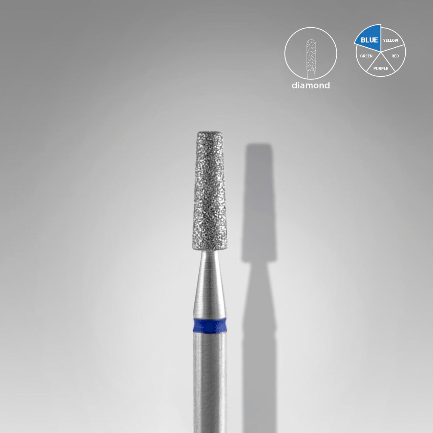 Diamond nail drill bit frustum blue head EXPERT diameter 2,5 mm / working part 8 mm