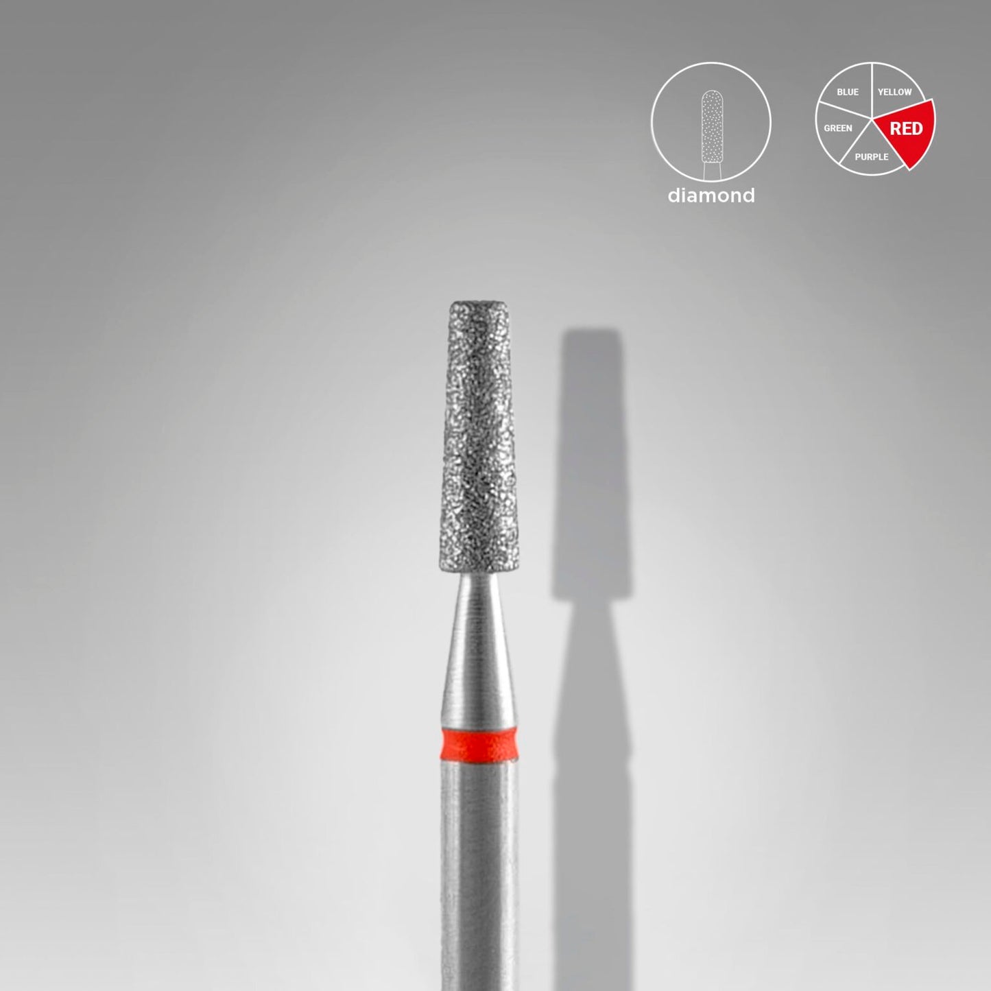 Diamond nail drill bit frustum red head EXPERT diameter 2,5 mm / working part 8 mm